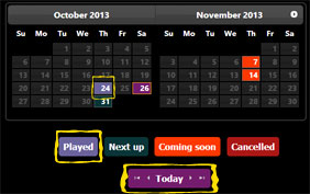 Diary now shows past matches. Diary now shows past matches.